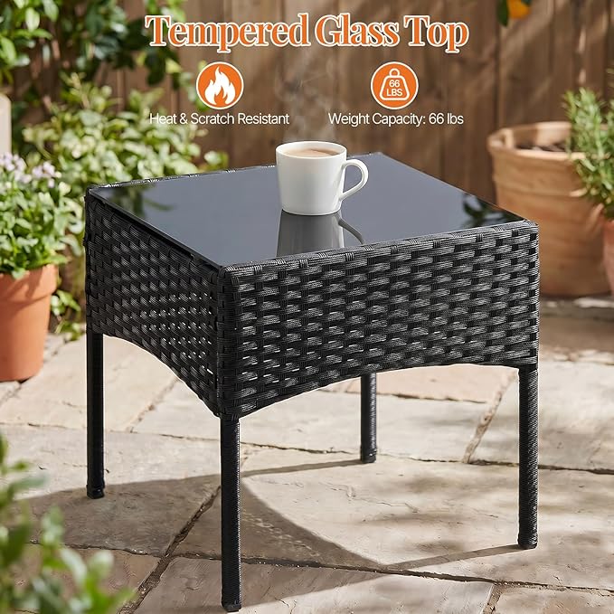 Sweetcrispy 3 Piece Patio Furniture Set, All-Weather Outdoor Wicker Bistro Set - Image 5