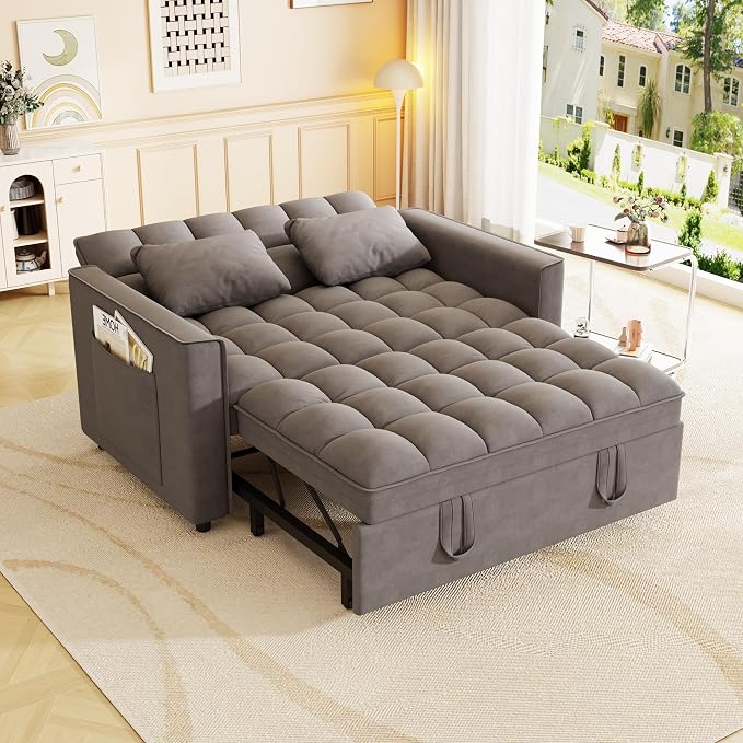 3-in-1 Convertible Sleeper Sofa Bed, 55 inch Small Couch - Image 6