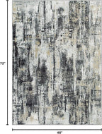 4x6 Area Rugs for Living Room: Washable Abstract Black Grey Gold Carpet | - Image 2