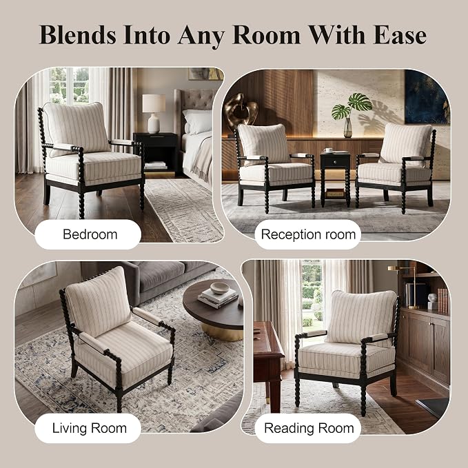 DUHOME Linen Fabric Spindle Accent Chair - Image 8