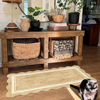 Front Door Mat - 2x4.3 Neutral Farmhouse Scalloped Small Runner Rug | Washable - Image 8