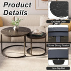 aboxoo Round Nesting Coffee Table Side Set of 2 End Tables - Image 5