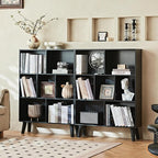 LEYAOYAO 7 Cube Black Bookshelf, 3 Tier Modern Bookcase - Image 5