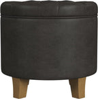 Homepop Home Decor | Upholstered Round Faux Leather Tufted Foot Rest Ottoman | by HomePop