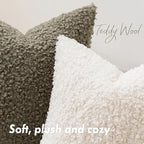 Faux Fur Throw Pillow Covers 18x18 Inch Set of 2 Boucle Neutral Decorative - Image 5