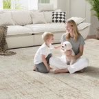10x12 Area Rug for Living Room Bedroom: Non-Slip Modern Beige White | Machine - Image 6
