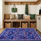 PLHXFR Area Rug Living Room: 3x5 Floral Washable Boho Soft Carpet Blue | - Image 5