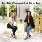 VINGLI Outdoor Folding Bistro Table and Chairs Set of 2, 3-Piece Bistro Set - Image 5