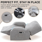 Recliner Chair Covers, 4-Piece Stretch Geometric Strokes Jacquard Reclining - Image 4