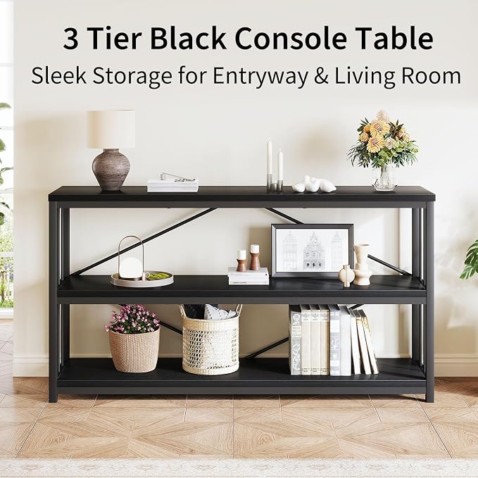 LVB Black Console Table, Modern Entryway Table - Image 6