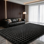 Black Rabbit Plush Rug 8'x10', Fluffy Faux Fur Shaggy Area Rug by CHOVY