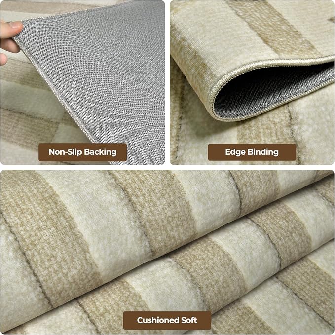 8x10 Washable Area Rugs for Living Room, Dining Room, Nursery- Beige | Ultra - Image 3