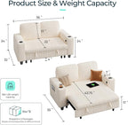 LINSY HOME Sectional Sleeper Sofa Bed, Corduroy Pull Out Couch - Image 2