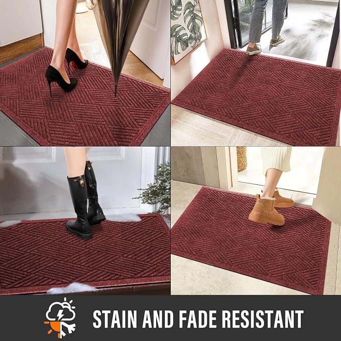 Durable Front Door Mat, Absorbent Muddy Dirt Resist Welcome Door Mats Outdoor - Image 4