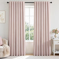 Light Pink Full Blackout Curtains Linen Blended Room Darkening Curtain Panels by Topfinel