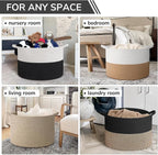 INDRESSME 115L Extra Large Cotton Rope Blanket Basket, Woven Storage - Image 4