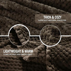 Exclusivo Mezcla Soft Waffle Fleece Bed Blanket Queen Size, Coffee | - Image 7