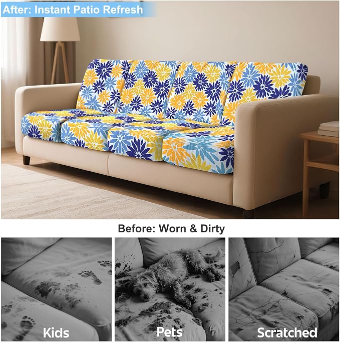 8Pcs Patio Cushion Covers Stretch Outdoor Furniture Protector Slipcovers | - Image 8