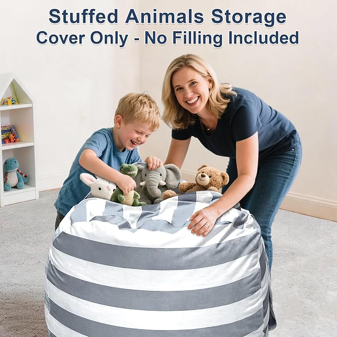 Lukeight Stuffed Animals Storage Bean Bag Chair Cover - Image 2