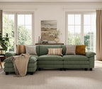 LINSY HOME 123" Modular L-Shaped Sectional Sofa, 3-Seat Corduroy Modern Cloud - Image 8