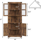 GarveeHome 67" Tall Corner Storage Cabinet, Farmhouse Corner Hutch Display - Image 2