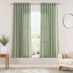 Light Sage Linen Curtains for Living Room 63 Inches Long 2 Panel Set Light by Nanspring