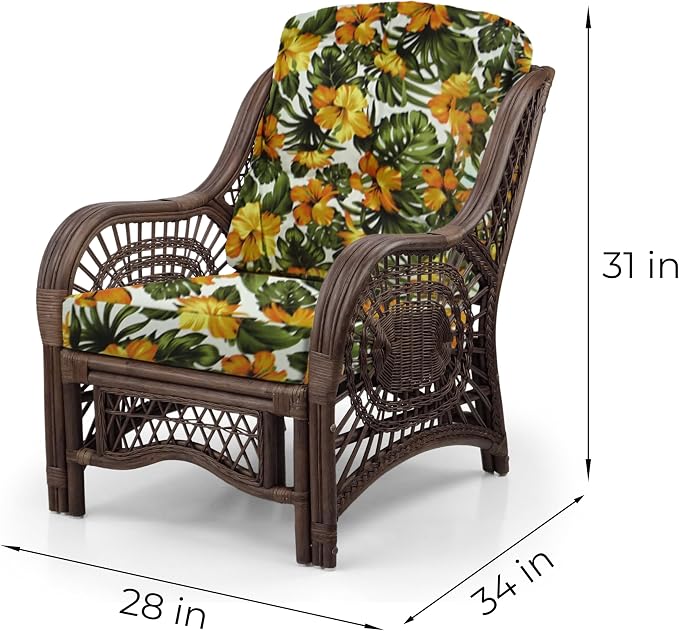 Malibu Lounge Living Accent Armchair Natural Rattan Wicker Handmade Design - Image 2