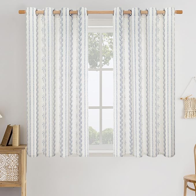 BGment Short Navy Blue Vintage Floral French Country Curtains 54 Inch Length - Image 9