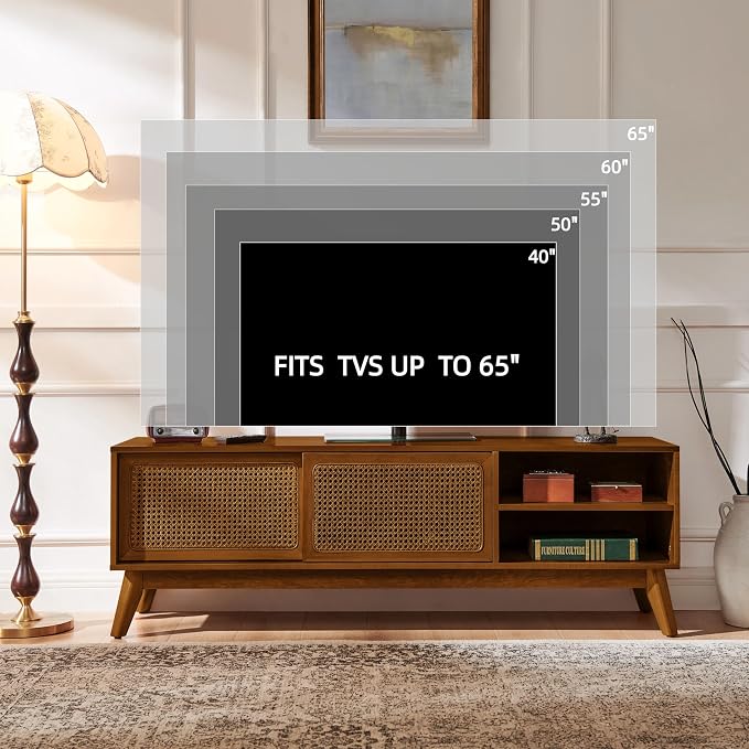 LKTART Mid Century Modern Rattan TV Stand - Image 3