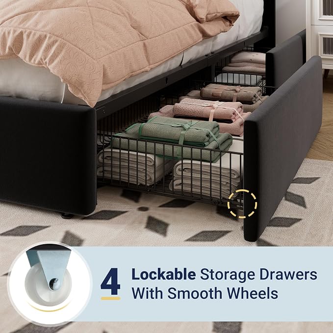 Allewie Queen Size Storage Bed Frame, Vertical Channel Tufted Adjustable - Image 5