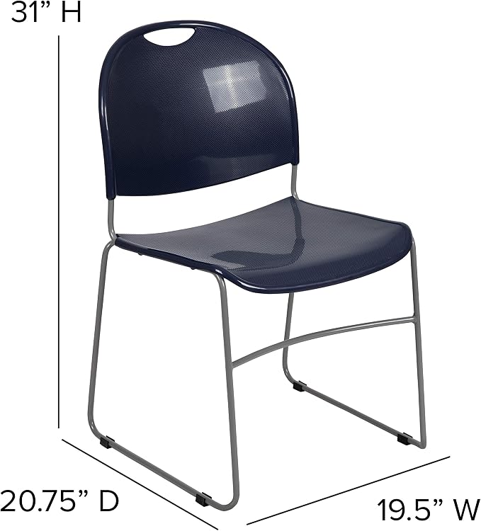 Flash Furniture HERCULES Series 880 lb. Capacity Navy Ultra-Compact Stack Chair - Image 3