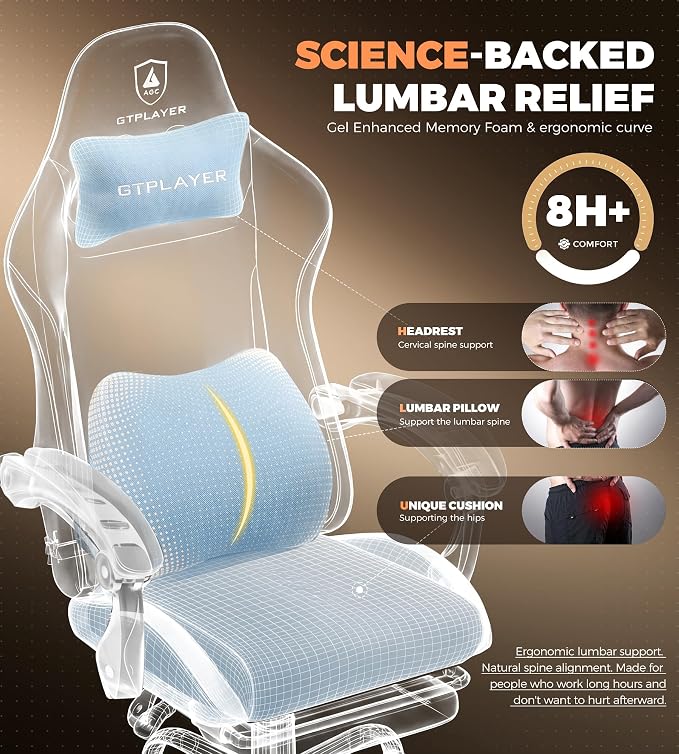 GTPLAYER Gaming Chair with Foot Rest & Pocket Spring Cushion, Ergonomic High - Image 5