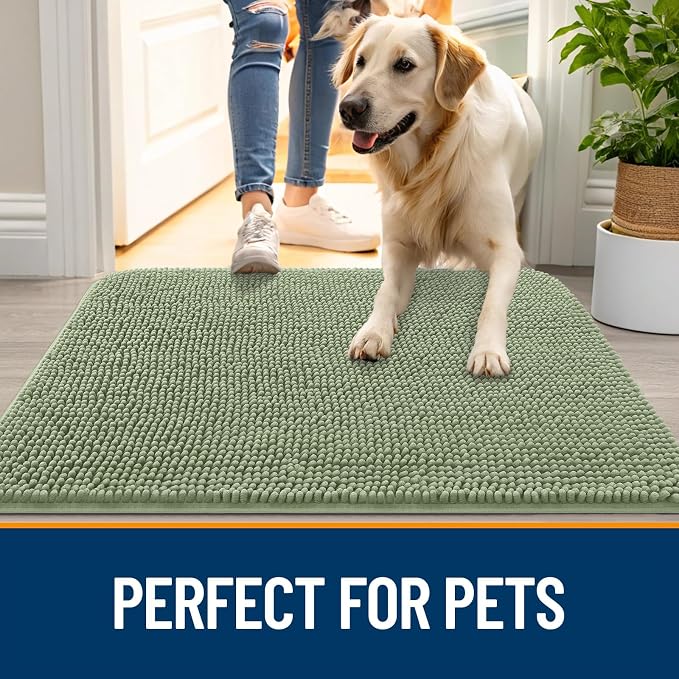OLANLY Dog Door Mat for Muddy Paws 36x24, Super Absorbent Chenille Mud Mat | - Image 6