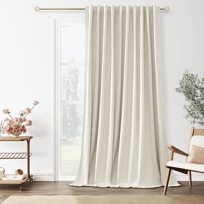 Extra Wide 100% Blackout Linen Curtains by Guken