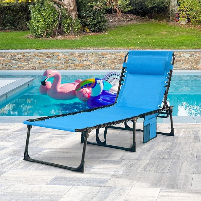 Folding Chaise Lounge Chair Bed Set of 2 - Image 2