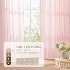 40 Inch Length Linen Curtains for Small Windows Over Silk 2 Panels | Semi Sheer - Image 4