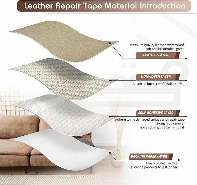 KING MOUNTAIN Leather Repair Patch, 16 x 60 Inches self Adhesive Leather Repair - Image 3