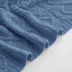 Homiest Dusty Blue Cable Knit Throw, 60 x 80 Inch, Lightweight Acrylic Knitted - Image 6
