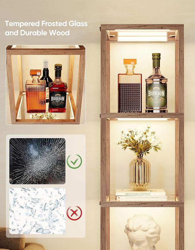 PARTPHONER Floor Lamp Glass Display Shelf - Image 5