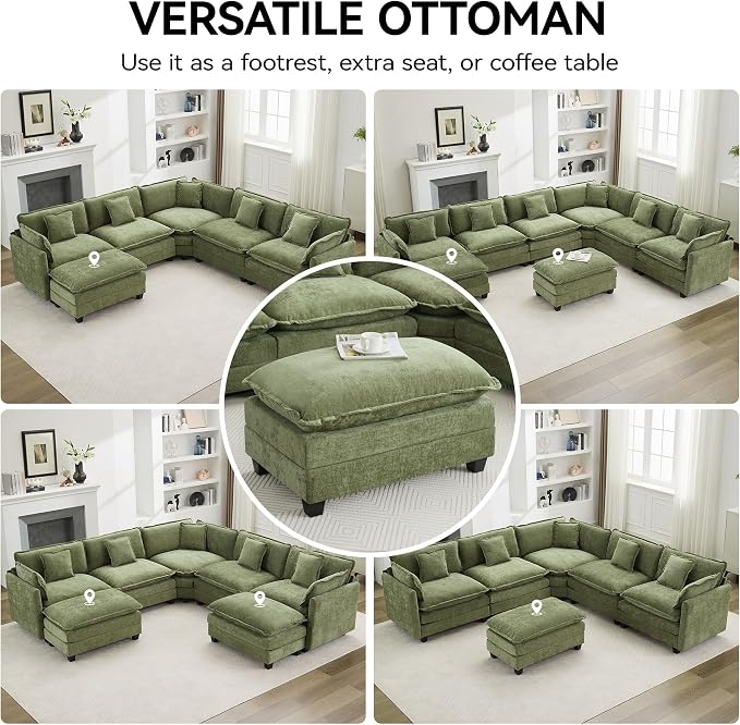 35‘’ Modern Chenille Cloud Sofa Ottoman, Rectangle Ottoman - Image 7