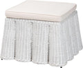 Bali & pari Palm Bohemian White Scallop Rattan Ottoman by balipari