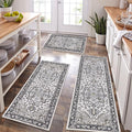 HEBE Boho Kitchen Rugs Set of 3, Non Slip Washable Kitchen Mats by HEBE