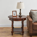 Solid Wood Oval End Table with Drawer and Storage Shelf, Traditional Vintage by JESONVID