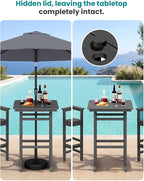 SERWALL 5 Pieces Outdoor Patio Bar Set, Tall Adirondack Bar Chair and Table Set - Image 3