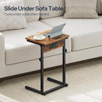 HOOBRO C-Shaped End Table with Charging Station, Adjustable Height Sofa Tray - Image 5