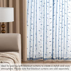 MIULEE Dusty Blue Sheer Curtains 2 Panels Leaf Patterned, W52 x L84 | - Image 7