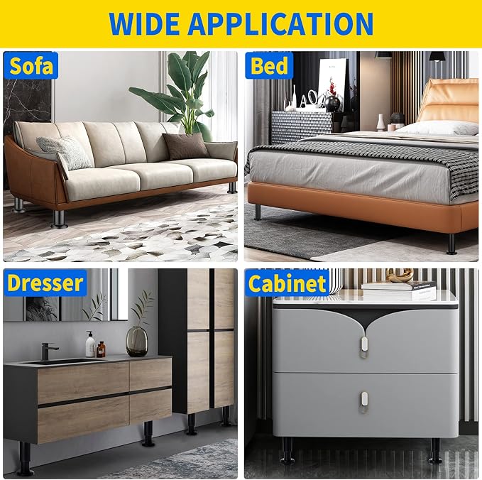 4 Pcs Adjustable Height Bed Support Furniture Legs - Image 6