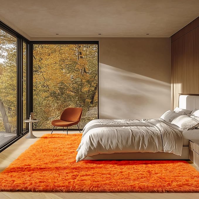 Orange Area Rugs for Bedroom Living Room, Fluffy 4x6 Indoor Bedside Floor Throw - Image 8