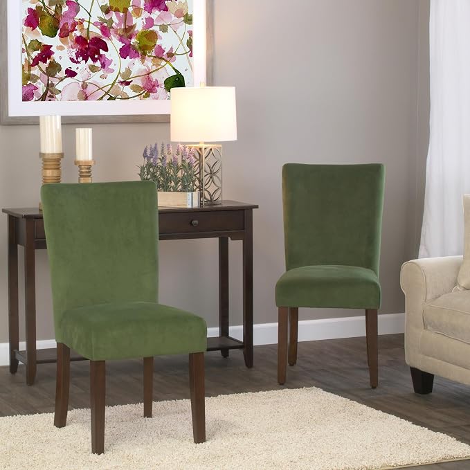 HomePop Parsons Classic Upholstered Accent Dining Chair, Dark Green Velvet - Image 3