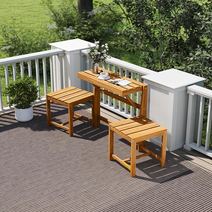 Tangkula 3-in-1 Convertible Bench Picnic Table, Space-Saving Patio Convert A - Image 2